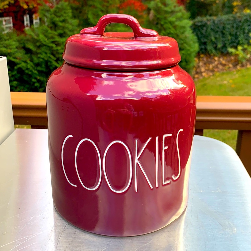 New Burgundy Rae Dunn COOKIES Canister